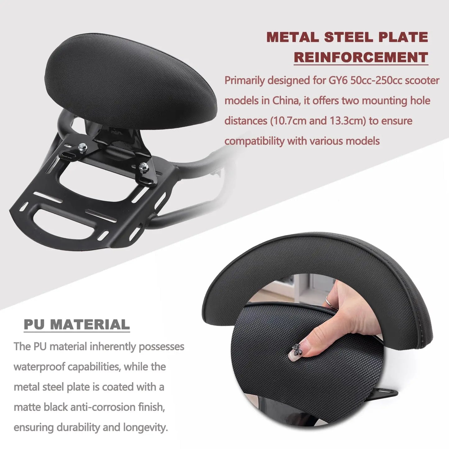 Motorcycle Rear Backrest in Soft PU Leather Material Compatible with Chinese GY6 Scooter Moped Jonway Tank Sunl,C Type