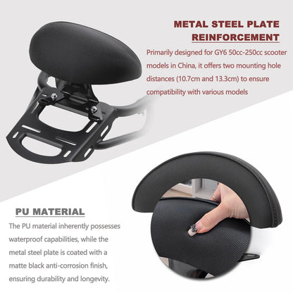 Motorcycle Rear Backrest in Soft PU Leather Material Compatible with Chinese GY6 Scooter Moped Jonway Tank Sunl,C Type