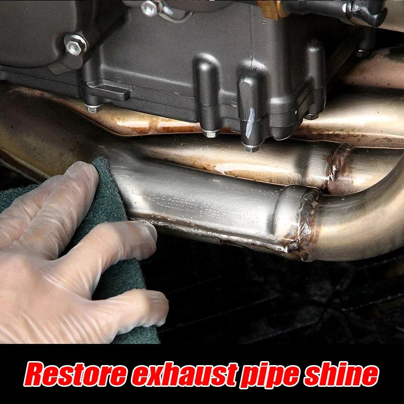 Rayhong 120ml Exhaust Cleaner Spray - Fast-Acting Rust Remover & Shine Restorer for Car, Motorcycle, RV, ATV - with Gloves