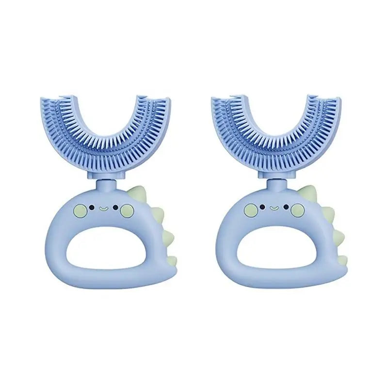 2pcs Dinosaur Tiger Crab Kids U-Shaped Silicone Toothbrush, Manual 360° Cleaning Brush, Baby Teething Toy, Oral Care Brush