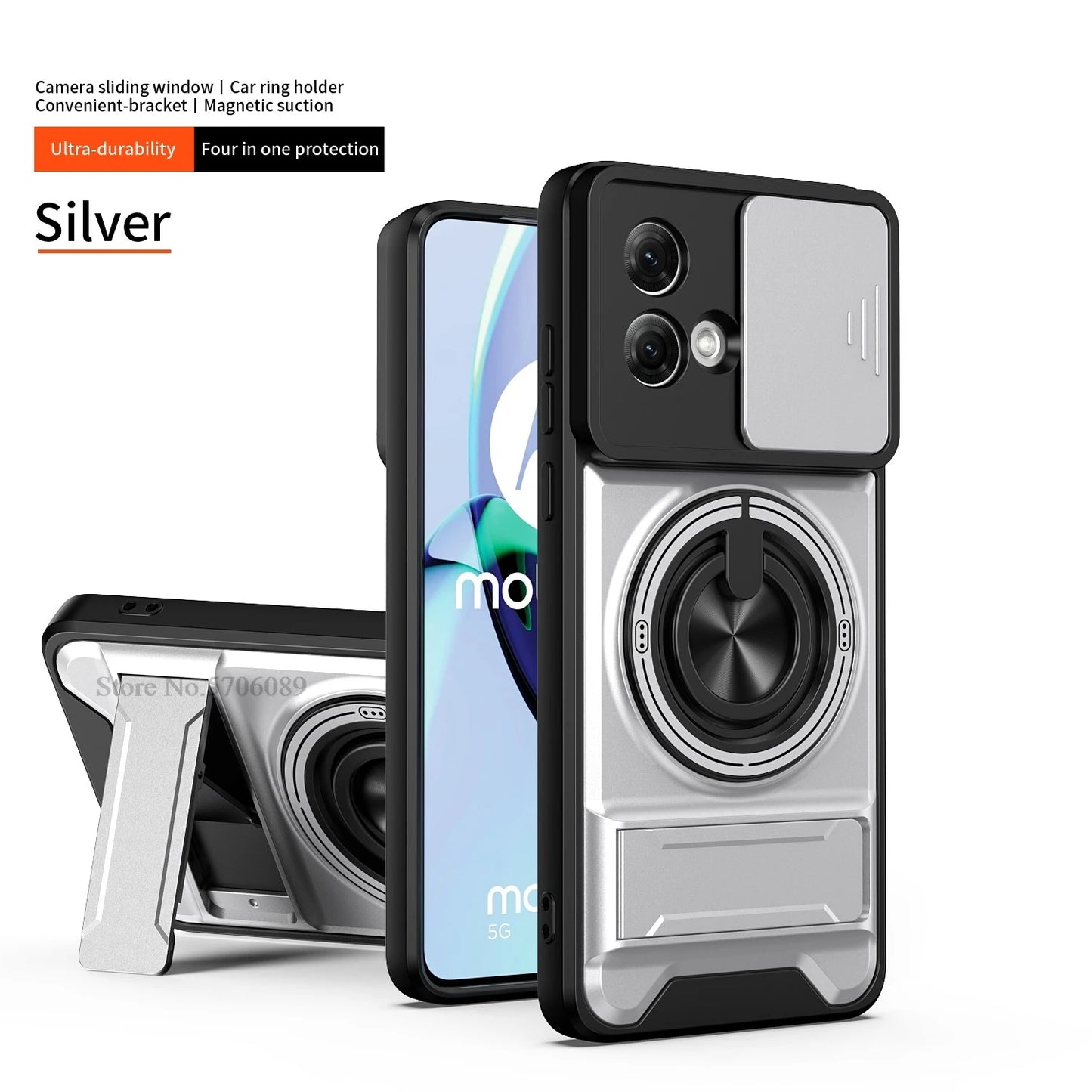 Armor Case For Motorola Edge 50 Fusion Case Shockproof Slide Lens Protector Phone Cover For Moto Edge 50 Fusion Case With Ring