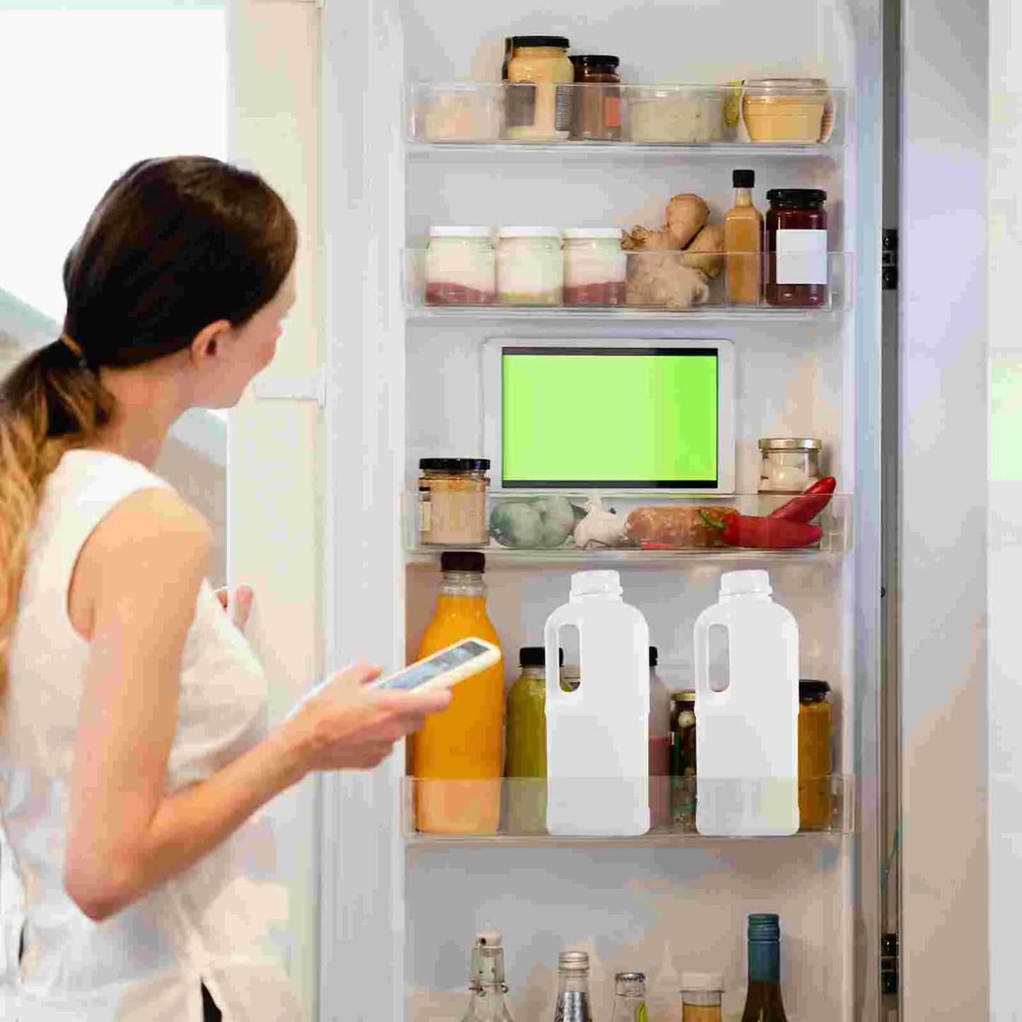 3 Pcs Food Plastic Containers 2L Square Milk Bottles With Handle Storage Jugs Beverage Dispensers Reusable Leak Proof Water