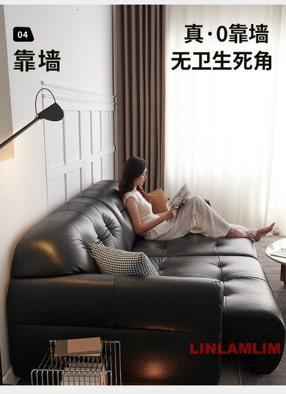 MINGDIBAO Modern Electric Recliner Sofa Bed, Power Adjustable Italian Genuine Leather Couch for Living Room Home Furniture