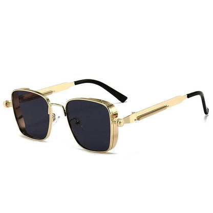Punk Sunglasses Men Driving Sunglasses Retro Spring Leg Driving Outdoor Sports Metal Rectangular Decorative Glasses Women UV400