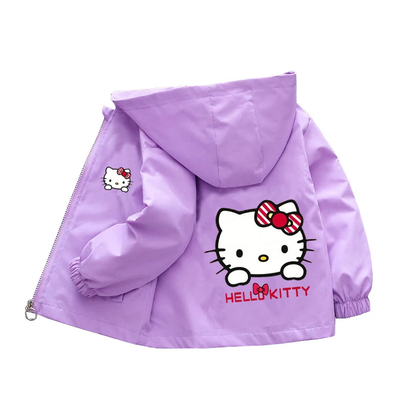Sanrio kuromi Children Girls Hooded Jacket Coat 2026 Autumn Baby Boy Cartoon Cars Long Sleeve Casual Clothing Kids Outerwear