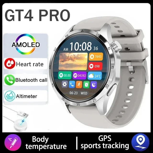 2025 New Smart Watch Men Watch 4 Pro1.53 inch AMOLED HD Screen BT Call GPS sports NFC Health Monitoring Smartwatch Mens Watch
