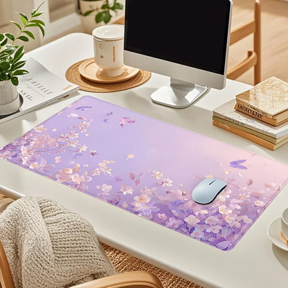Dreamy Flower Butterfly Mouse Pad Purple Floral  Non-Slip Office or Home Workspace Office Desk Accessory Mouse Pads for Desk