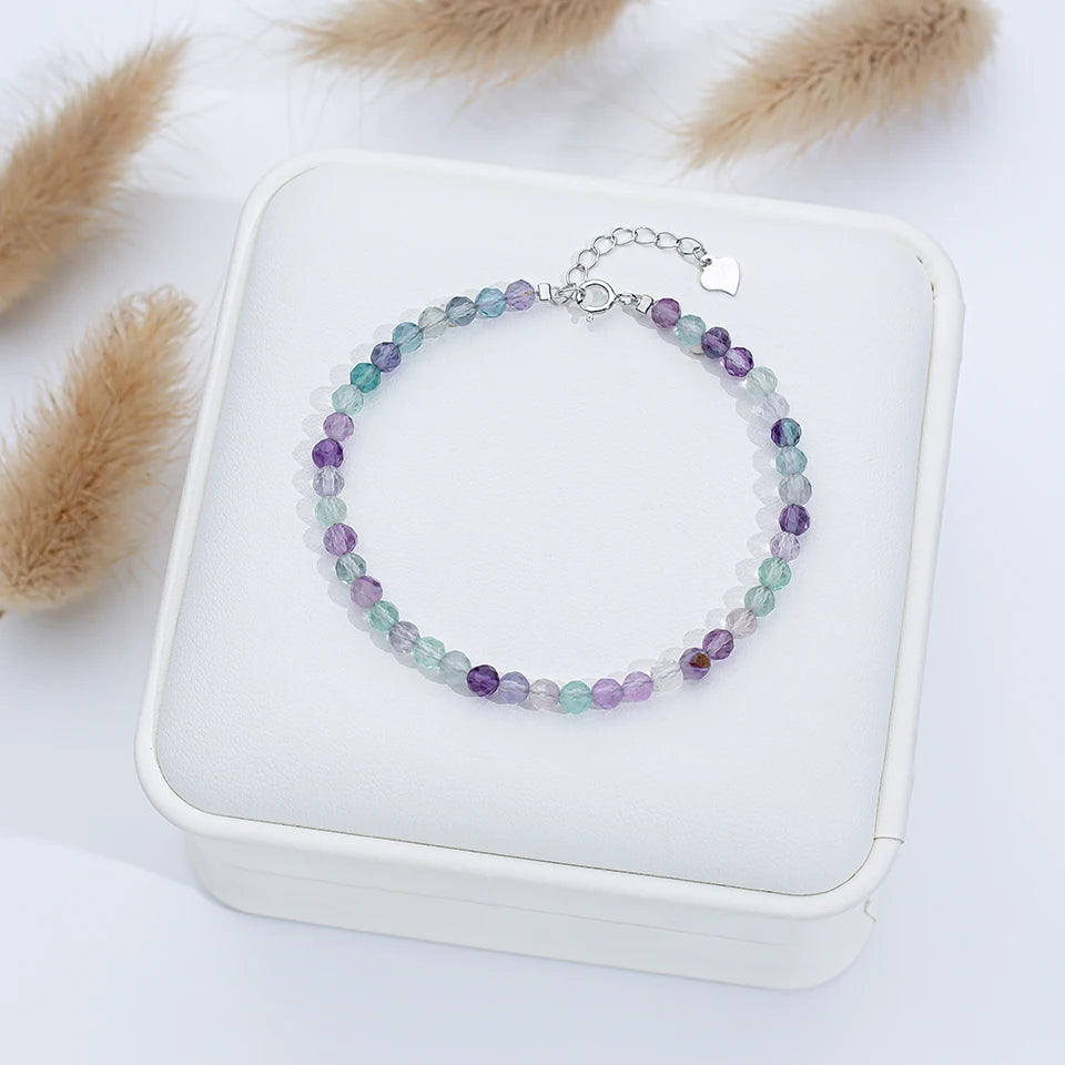 4mmNatural Stone Tourmaline Handwork Bracelets on Hand for Women Gift Wedding Party Jewelry 925 Sterling Silver Amethyst Bangles