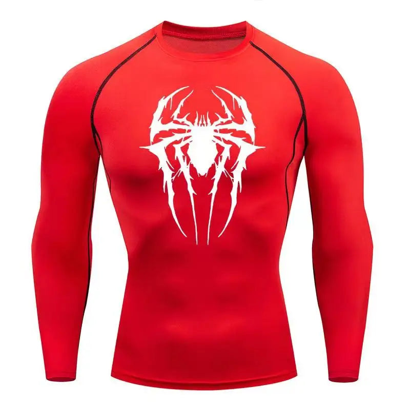 Casual Anime Print Running Compression T-Shirt Men Quick-Drying Fitness Sportswear Gym Sports Long Sleeve Breathable Top S-3XL