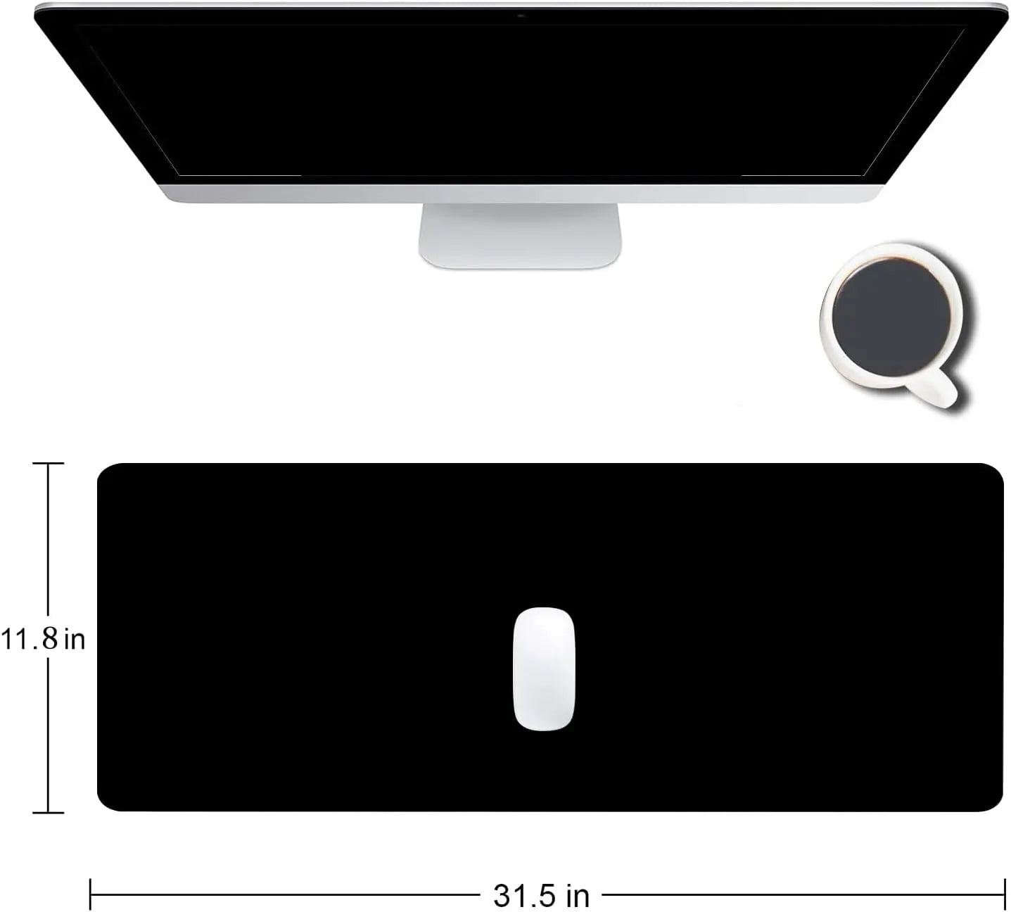 Black Large Gaming Mouse Pad with Stitched Edges, Extended Desk Mat Non-Slip Rubber Base for Laptop Office Home Computer Use