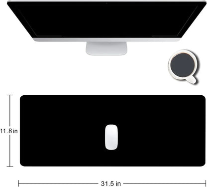 Black Large Gaming Mouse Pad with Stitched Edges, Extended Desk Mat Non-Slip Rubber Base for Laptop Office Home Computer Use