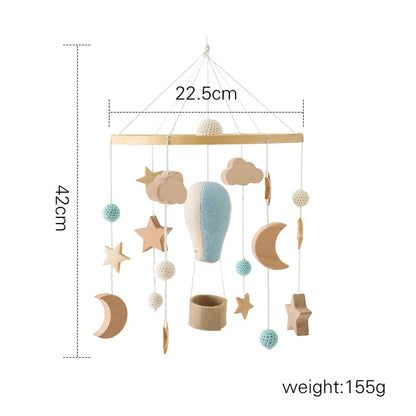 Baby Soft Felt Cartoon Wool Ball Seashell Rattles Hanging Bed Bell Newborn Mobile Crib Wooden Bracket Montessori Education Toys