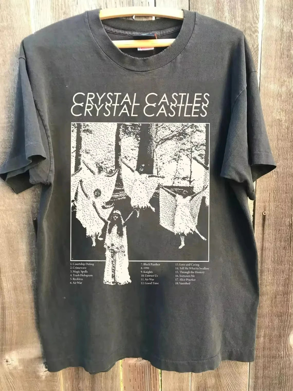 Cotton Tees Men Casual Crystal Castles Fashion Print T Shirt Crew Neck Streetwear Men T Shirt Women Free shipping Men T Shirt
