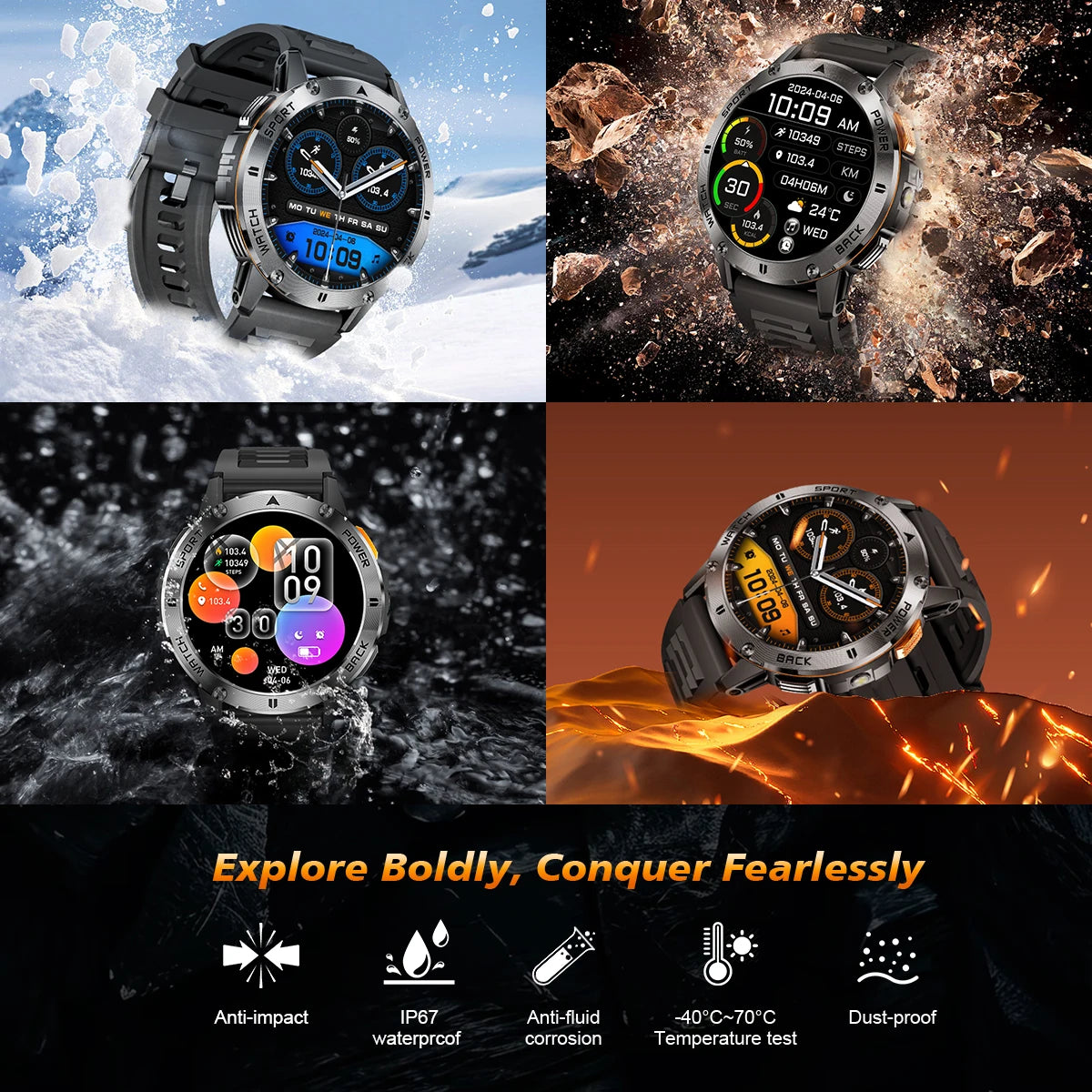 2025  Smart Watch Wireless Calling Weather Forecast Magnetic Charging Waterproof LED Flashlight Men smartwatch For Android IOS