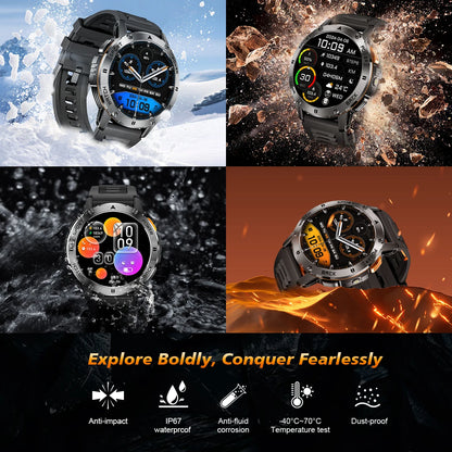 2025  Smart Watch Wireless Calling Weather Forecast Magnetic Charging Waterproof LED Flashlight Men smartwatch For Android IOS