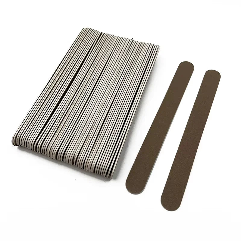 100PCS New Wood Nail Files Sandpaper Buffers Straight 18x2cm Disposable File Cuticle Remover Callus UV Gel Nail Care Tool