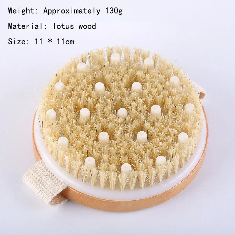 2 in 1 Dry Skin Body Massage Brush Natural Bristle Dead Skin Remover Anti Cellulite Exfoliates Blood Circulation Massage Tools