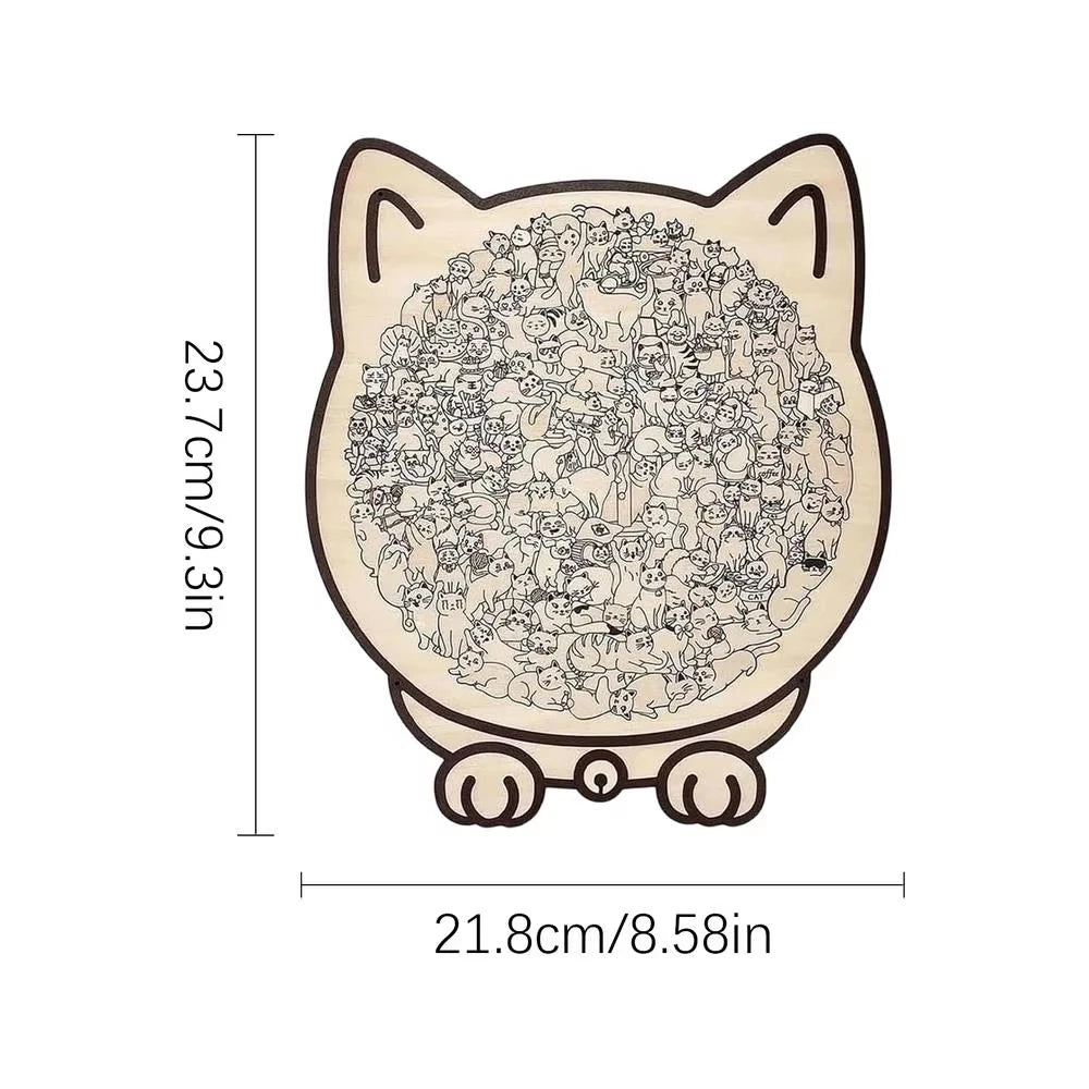 135pcs Cat Shaped Wooden Puzzle montessori Children toys Unique Cat Shape Jigsaw Puzzle Children's Birthday Gift & Home Decor