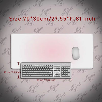 Mouse Pad White Pink Gamer printon demand New Mousepad XXL Mechanical Keyboard Pad Natural Rubber Office Non-Slip Soft Table Mat