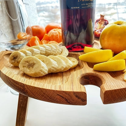 Foldable Wooden Picnic Table Outdoor Red Wine Table With Glass Cup Holder 2in1 Portable Fruit Plate Snack Desk For Beach Garde