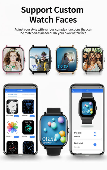 New Smartwatch 1.83'' HD Screen BT Call Health&Sleep Monitoring Kids Smart Watch Waterproof Fashoin Sport Bracelet For Women Men