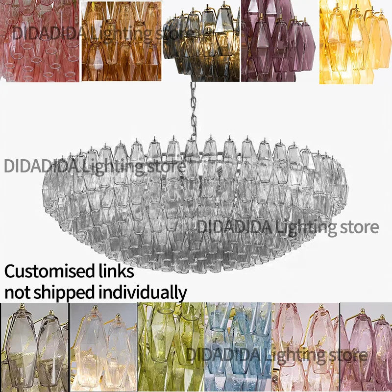 Modern Murano Glass Pendant Lamp Colorful Wish Bottle Electroplated Brass Silver Round Dimmable Ceilings Lustre