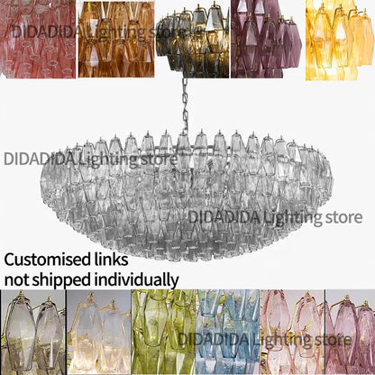 Modern Murano Glass Pendant Lamp Colorful Wish Bottle Electroplated Brass Silver Round Dimmable Ceilings Lustre
