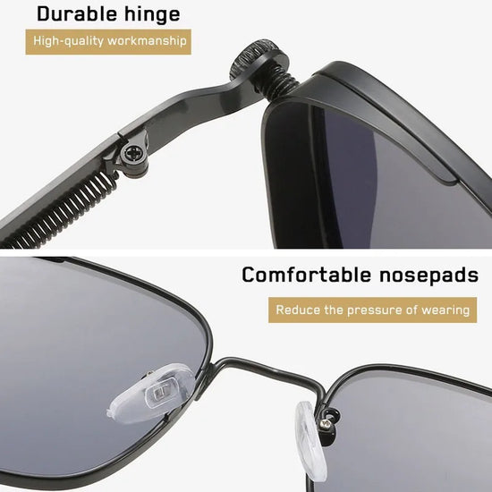Punk Sunglasses Men Driving Sunglasses Retro Spring Leg Driving Outdoor Sports Metal Rectangular Decorative Glasses Women UV400
