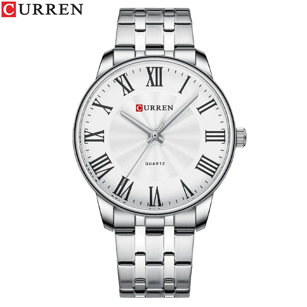 Curren 8422 Men's Minimalist Roman Numeral Quartz Watch, Water-resistant Round Business Wristwatch