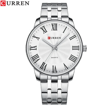 Curren 8422 Men's Minimalist Roman Numeral Quartz Watch, Water-resistant Round Business Wristwatch