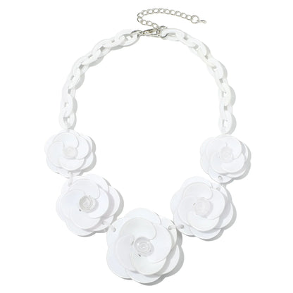 Blucome 2022 New Acrylic Flower Shape Necklace Female Exaggerated Clavicle Sweater Necklace Unique Women Girls Pendant  Jewelry