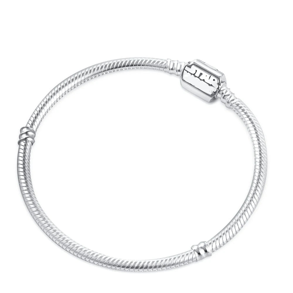2025 New Disney Mickey Mouse Spider Man Heart Clip Original 925 Silver Plated Bracelet Love Buckle Bead Decoration DIY Women's