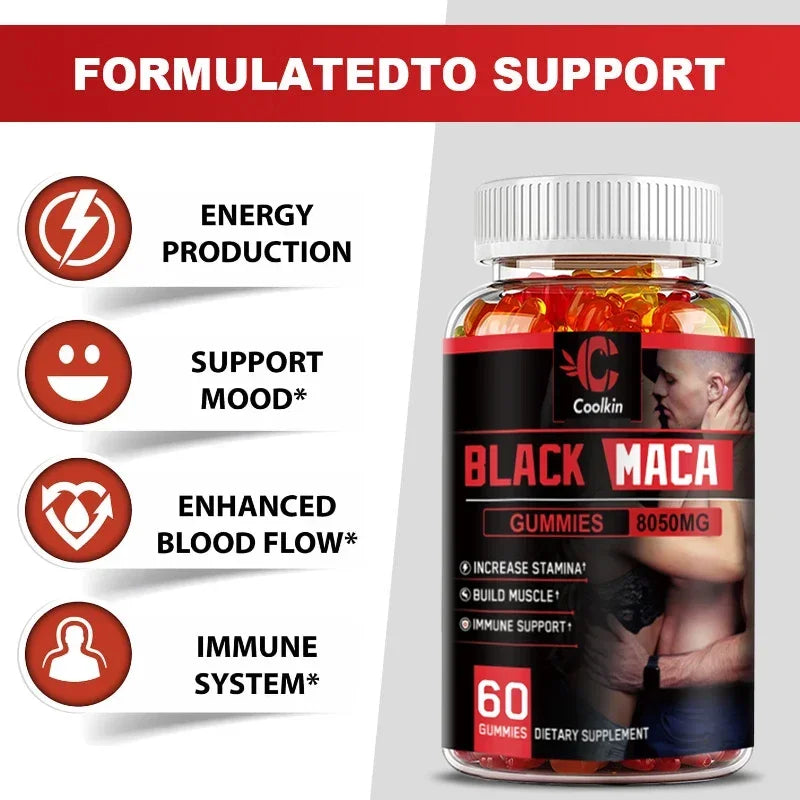 Black Maca Gummies - Increases Male Strength, Size and Endurance, and Enhances Physical and Emotional Performance