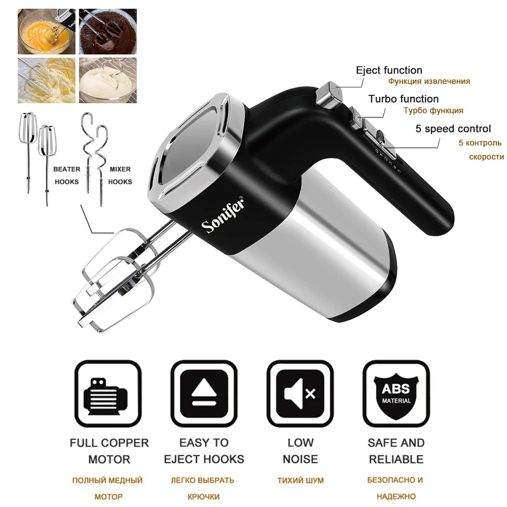 Food Mixer 500W Electric Whisk Kitchen Hand Blender Cuisine Appliances For Cream Sweets Bakery Cake Egg Beater Mixer Sonifer