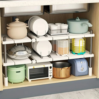 Adjustable Under-Sink Storage Rack - Stainless Steel Multi-Layer Space-Saving Storage Rack, Suitable for Kitchen and Bathroom Cabinets, Durable Design Without Wood, Easy to Install, Multi-Functional Under-Sink Organizer, Idea