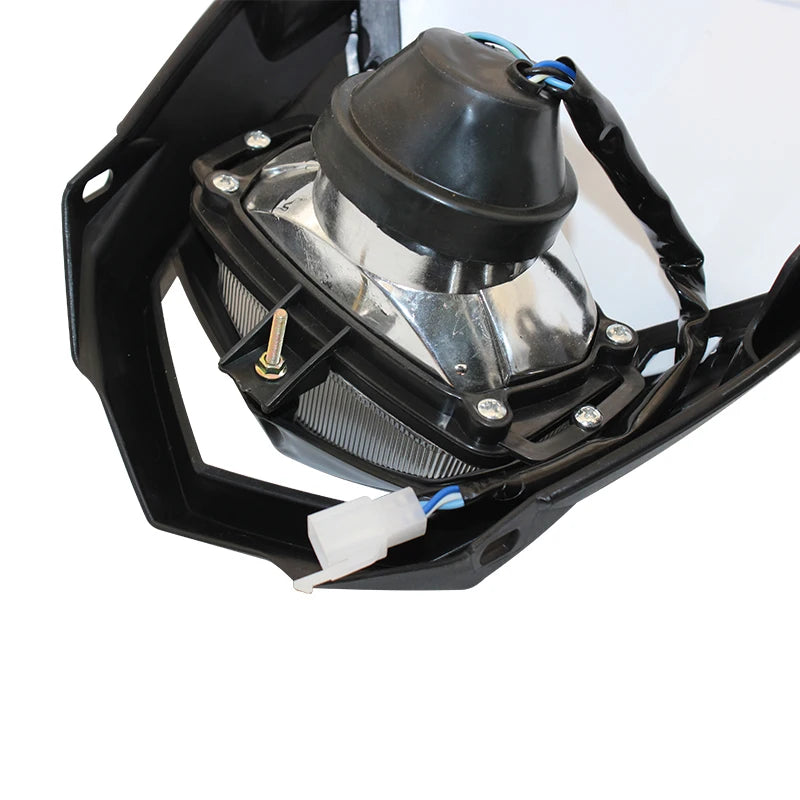 35W Motorcycle Headlight Plate Mask Fairing H4 Headlamp For Yamaha Honda Suzuki Enduro Motocross Dirt Bike Modified Accessories