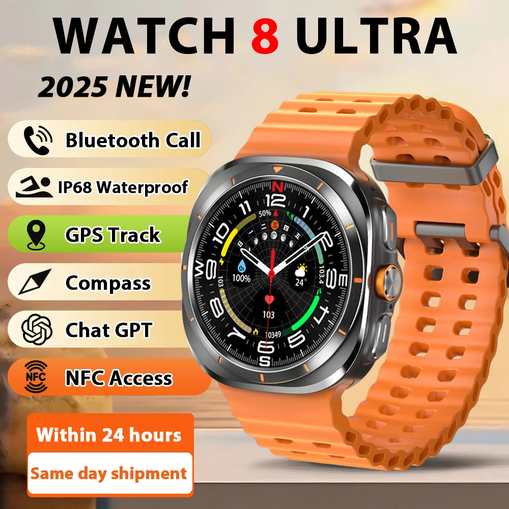 Smart Watch 8 Ultra New Color Matching GPS Compass Smartwatch Bluetooth call NFC IP68 Waterproof Health monitoring Reduction100%