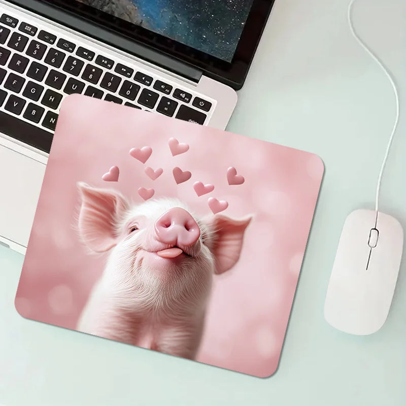 The cute pink pig mouse pad with anti-slip rubber is suitable for office and home use. It is a high-quality computer accessory