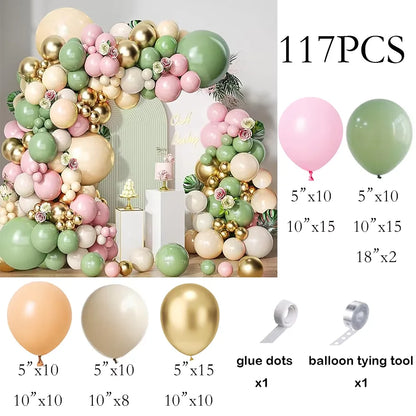 115pcs Baby Blue Balloons Garland Birthday Party Decor Balloon Arch Kit Skin Khaki Globos Baby Shower Gender Reveal Decoration