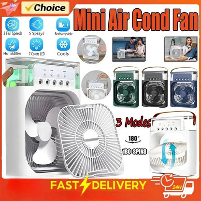 Home - Friendly Portable Fan Air Conditioner: 3 - in - 1 Design with Humidifier USB Electric LED Night Light