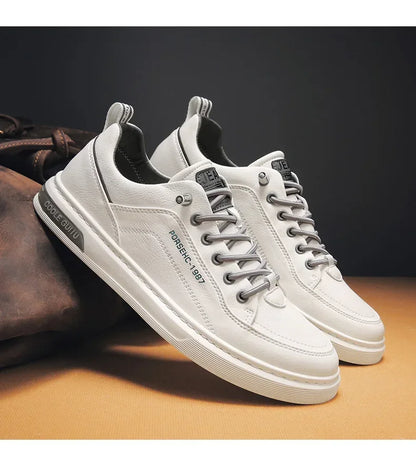 2025 New Trendy Versatile Cloth Shoes Men's Spring New Breathable White Shoes Men's Sports and Leisure Board Shoes Trendy Shoes