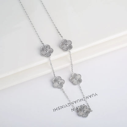 Hot Sale Stainless Steel Laser Five Leaf Flower Petal Adjustable Clover Bracelet Classic for Woman Girl Brand Jewelry Party Gift
