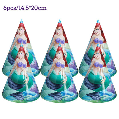 The Little Mermaid Birthday Party Decoration Princess Ariel Paper Napkin Plate Cup Tablecloth Balloons Kids Baby Shower Supplies