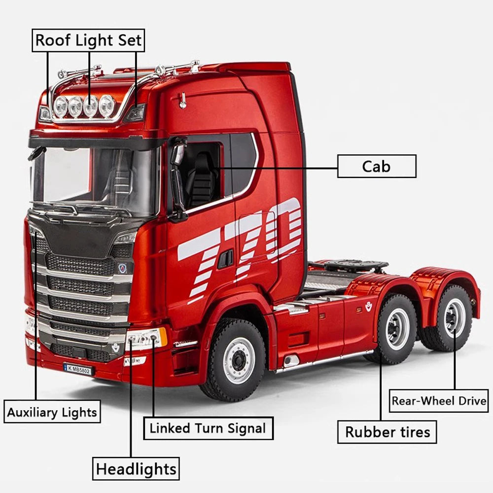 HUINA 1501 770S Alloy Tractor 19CH RC Truck 1/18 2.4G remote control Engineering Trailer Truck with Light and Sound Toys