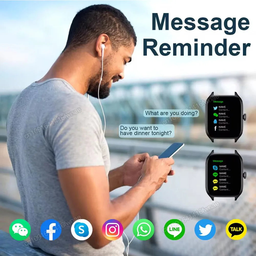 2025 Smart Watch 2.01 Inch HD Display Bluetooth Call Message Preview Sport Modes DIY Dial Weather Forecast Watches For Men Women