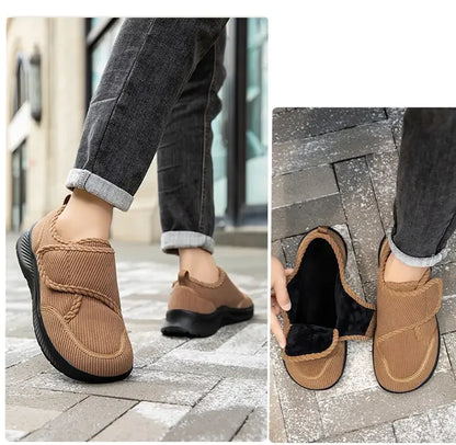 Wide Footed Shoes Winter Suede Casual Shoes Men Anti Slip Sole Loafers Women Minimalist Style Snow Comfortable Thick Soled Shoes