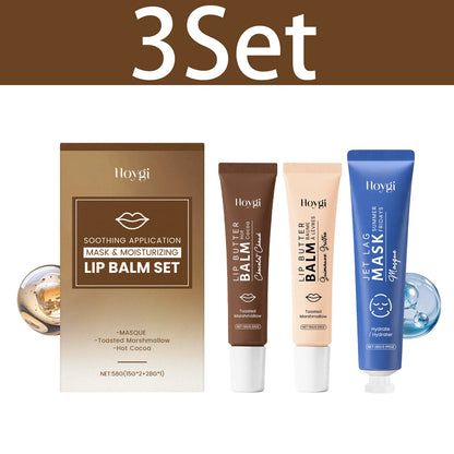 HOYGI Face Mask and Lip Balm Set Nourishing Repair Exfoliating Lip Care Deep Hydration Moisturizing Soothing Firming Facial Mask