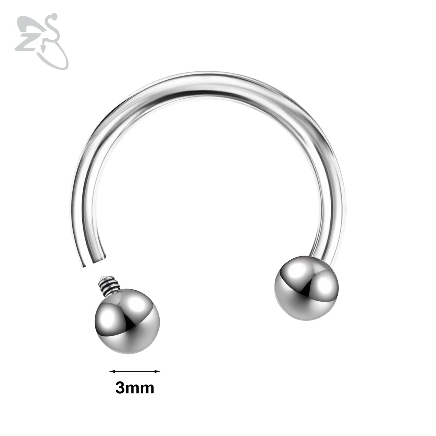ZS 1PC 16G/18G Spike Nose Rings Stainless Steel Septum Clicker Silver Color Ear Helix Diath Internal Thread Tragus Piercing