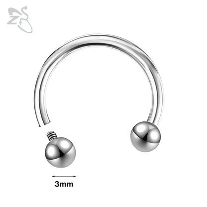 ZS 1PC 16G/18G Spike Nose Rings Stainless Steel Septum Clicker Silver Color Ear Helix Diath Internal Thread Tragus Piercing