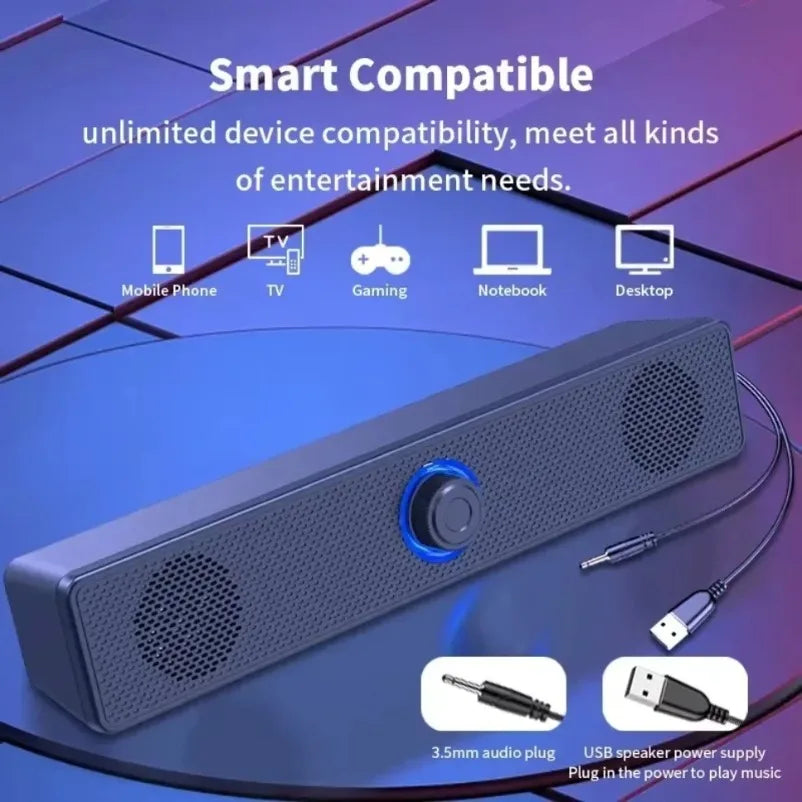 USB Powered Bluetooth PC Soundbar Wired and Wireless Speaker Soundbar for TV Pc Laptop Gaming Home Theater Surround Audio System